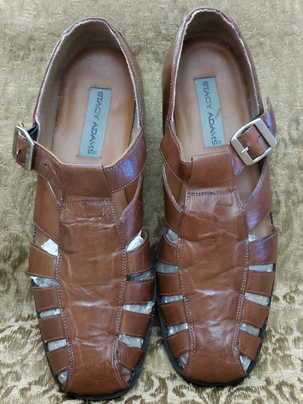 Stacy Adams Men’s Cognac Leather Fisherman Sandals with Buckle